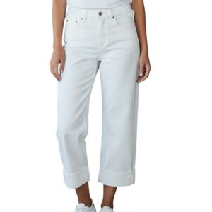 PAIGE High Rise Cropped Wide Leg Jeans Tonal Ecru Sasha Ankle Women’s 29